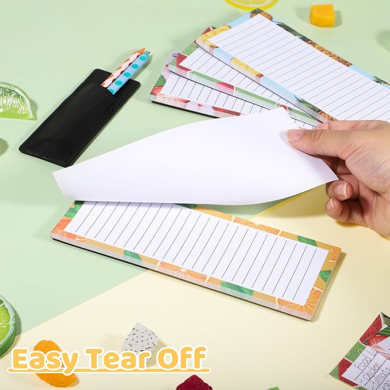 Thboxes 4 Pack Magnetic Note Pad for Fridge with Pen Holder, Totally 200 Sheets Grocery List Magnet Pad for Refrigerator Magnetic Shopping List Pad（Fruit Design） - Image 3